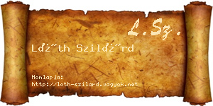 Lóth Szilárd névjegykártya